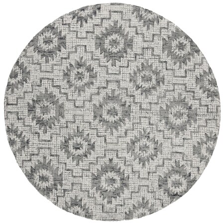 Safavieh 6 x 6 ft. Abstract 202A Hand Tufted Round Area Rug; Ivory & Dark Grey ABT202A-6R